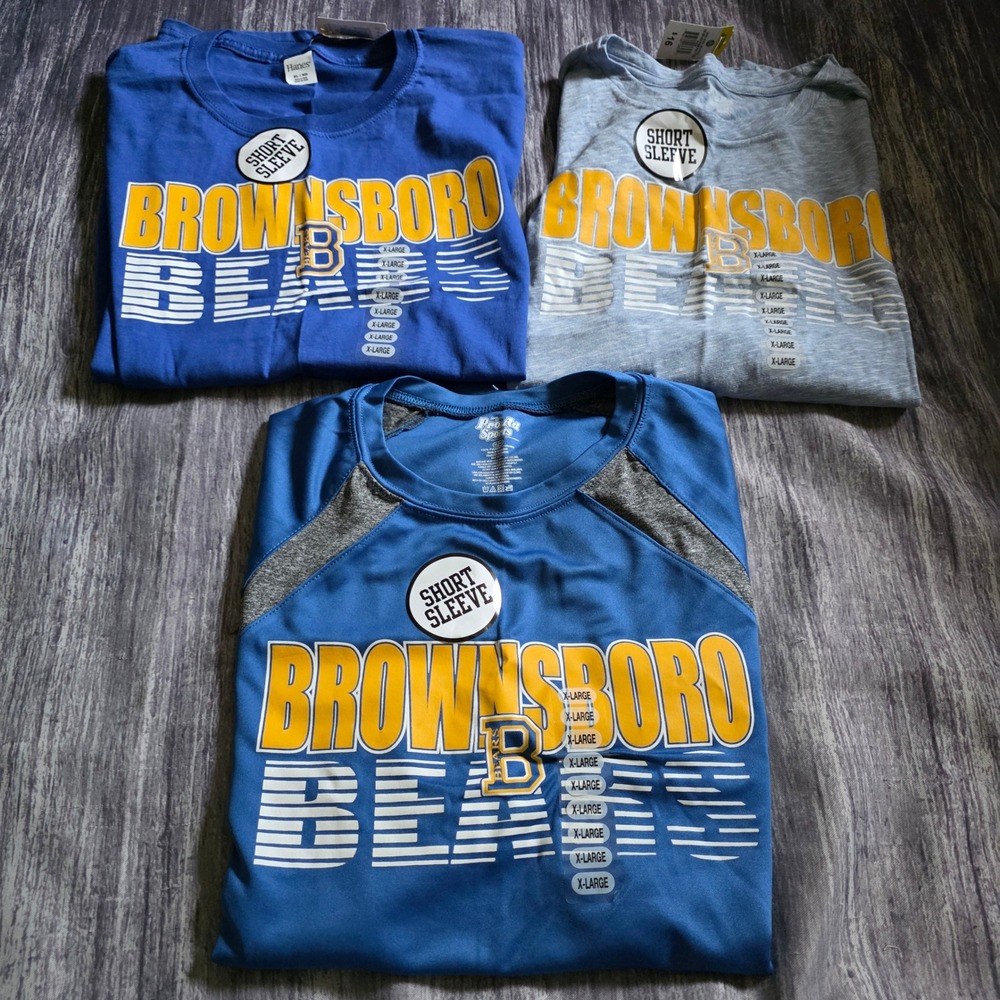 Brownsboro Bears‎ T-Shirt Bundle New XL Sports Blue Grey 3 Pack